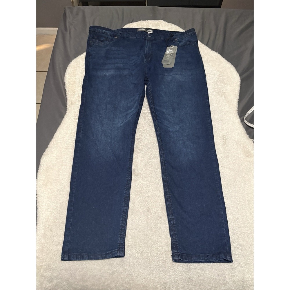 New Cultura Men's Blue Denim Straight Jeans Size 48x32 B&T Pants Stretch